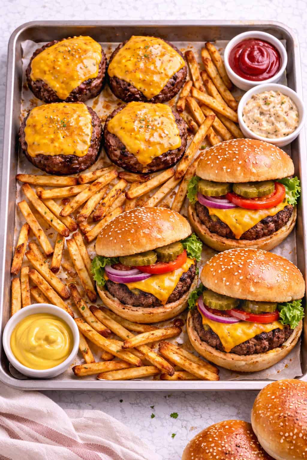 Burgers and oven fries