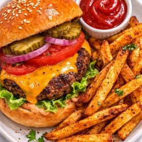 Burgers and oven fries