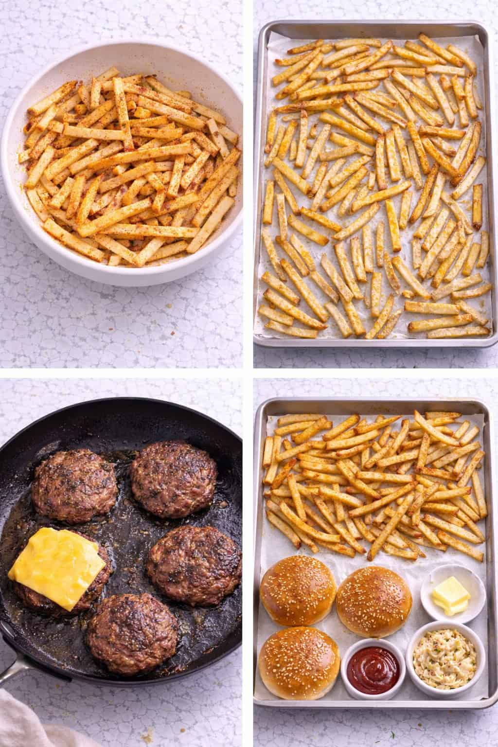 Burgers and oven fries