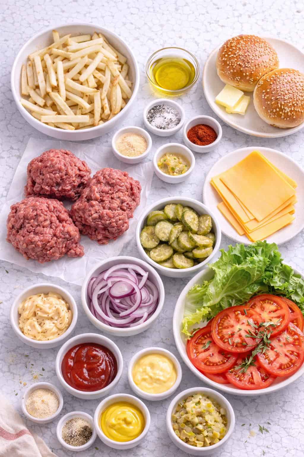 Burgers and oven fries