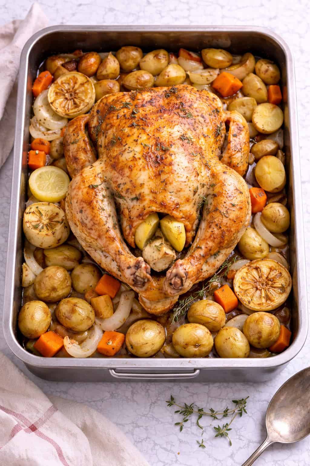 Roast chicken with potatoes