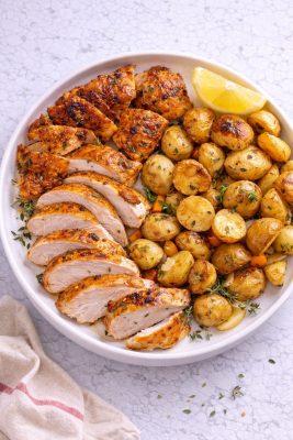 Roast chicken with potatoes
