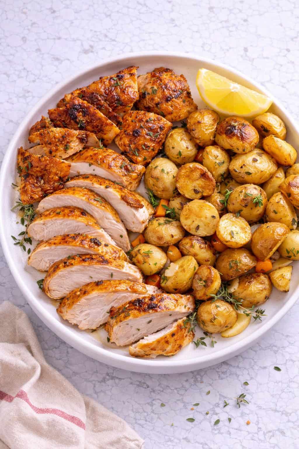 Roast chicken with potatoes