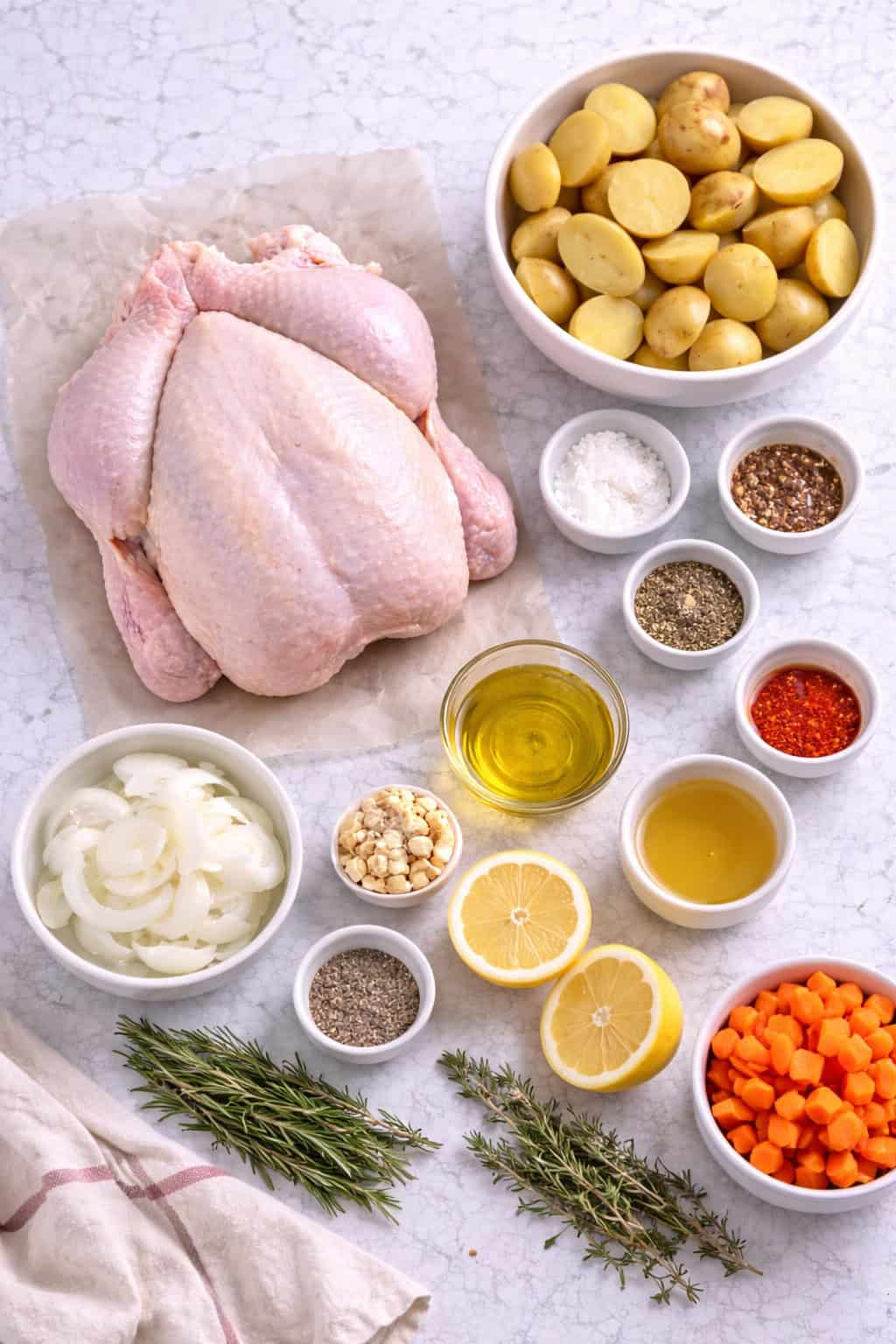 Roast chicken with potatoes