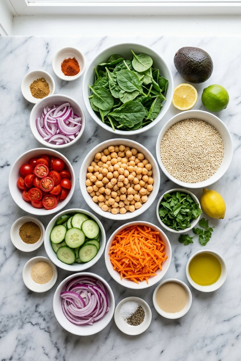 Ingredients for Air Fryer Crispy Chickpea Bowl