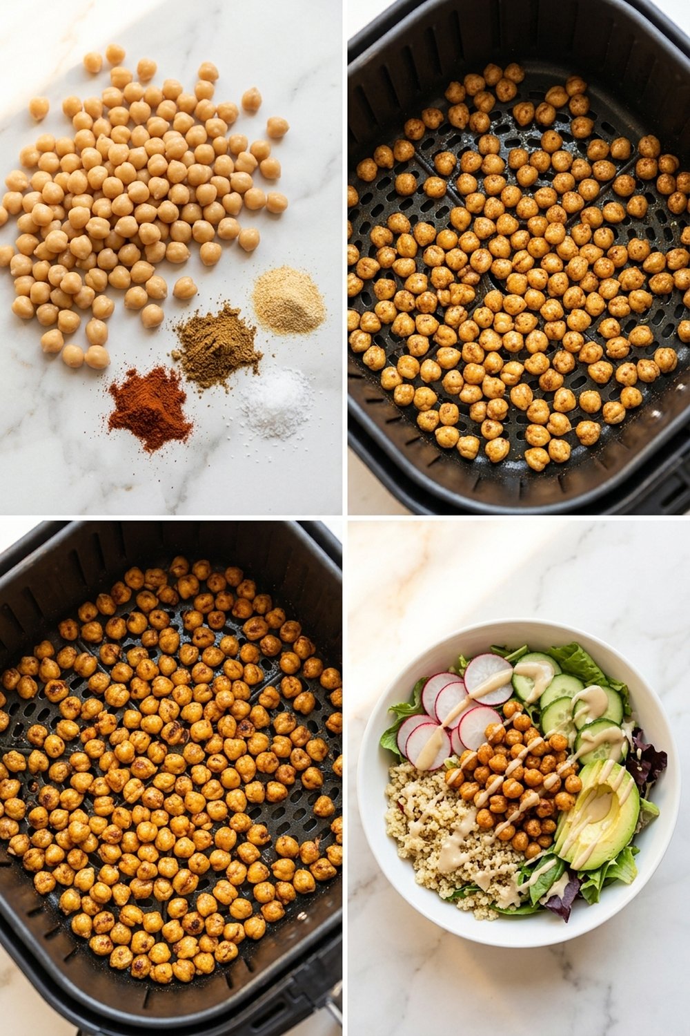 Step by step Air Fryer Crispy Chickpea Bowl