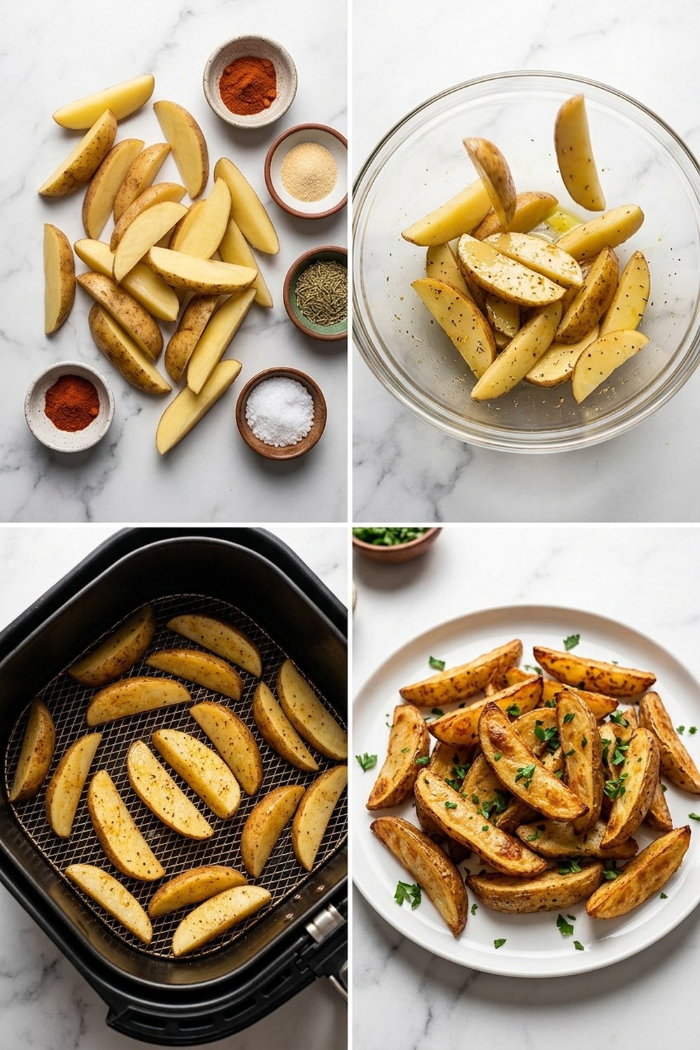 How to make Air Fryer Crispy Potato Wedges