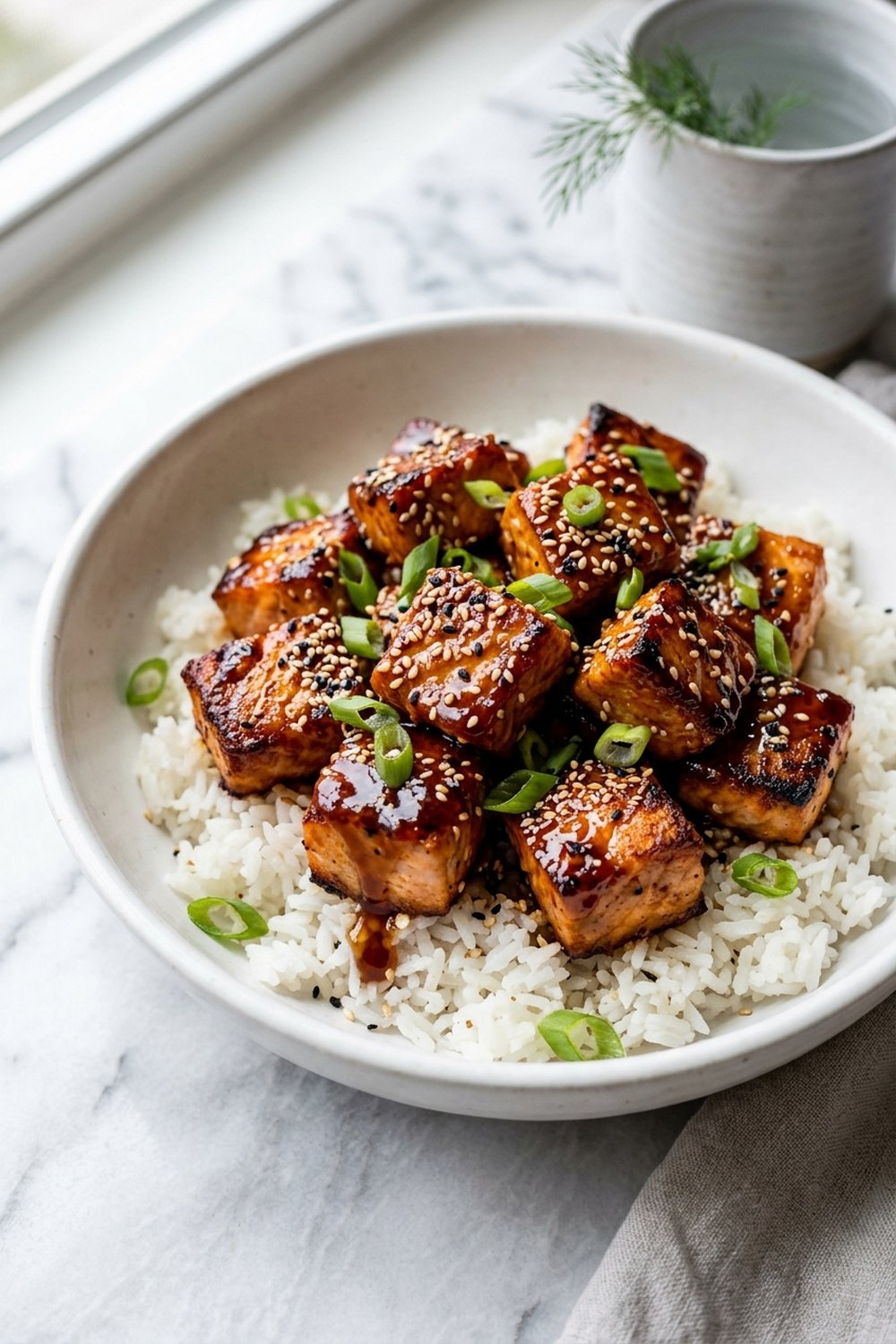 Air Fryer Salmon Bites close up