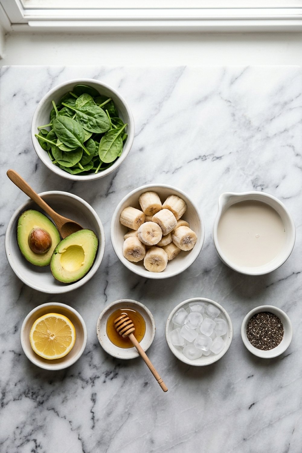 Avocado Spinach Green Smoothie ingredients