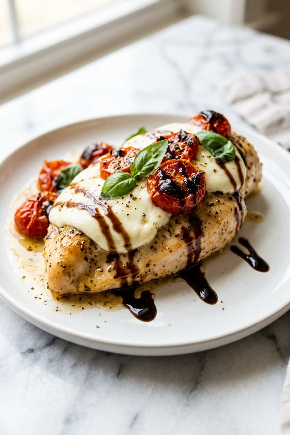 Baked Chicken Caprese close up