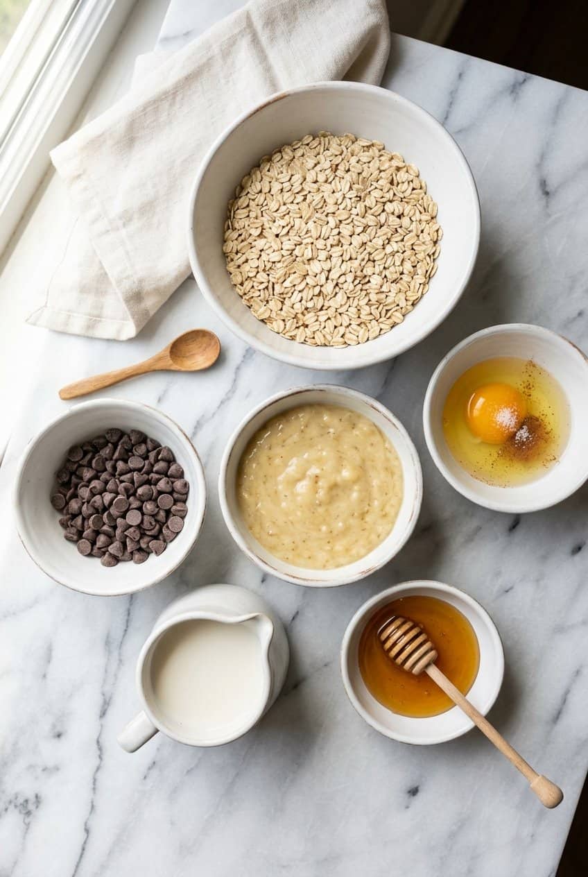 Ingredients for Baked Oats Chocolate Chip