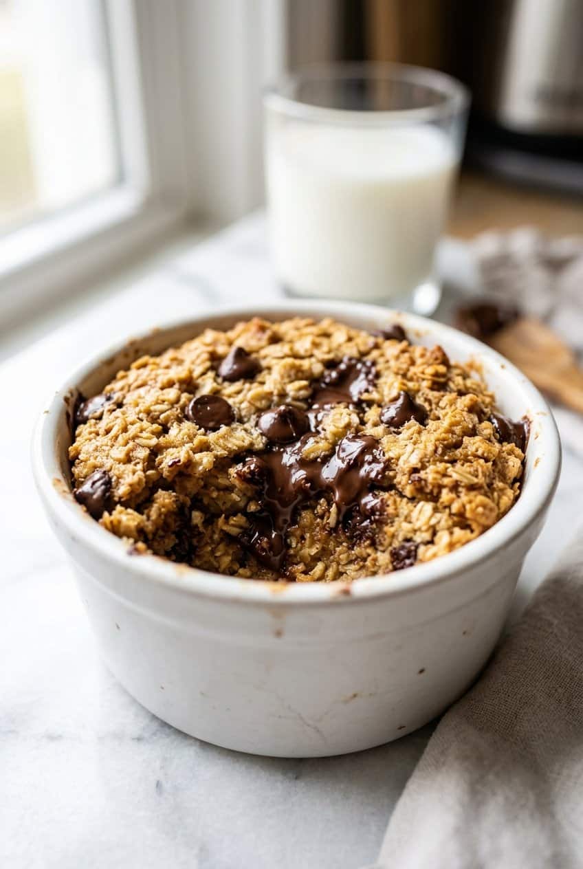 Close up of Baked Oats Chocolate Chip