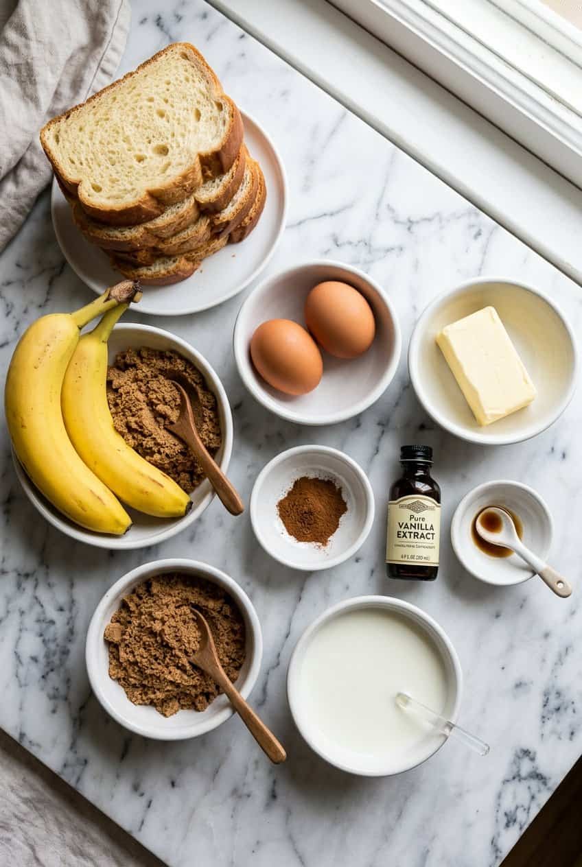 Ingredients for Bananas Foster French Toast