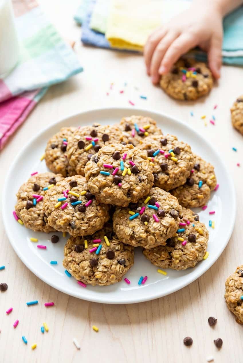 3 ingredient banana oat cookies on a white plate