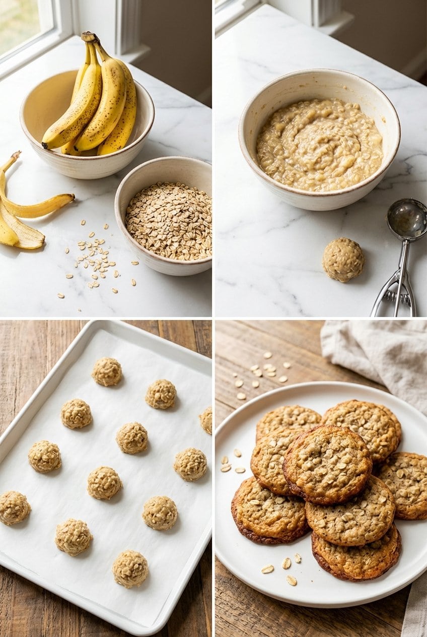 Step by step making banana oat cookies