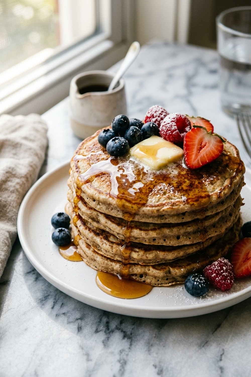 Banana Protein Pancakes close up