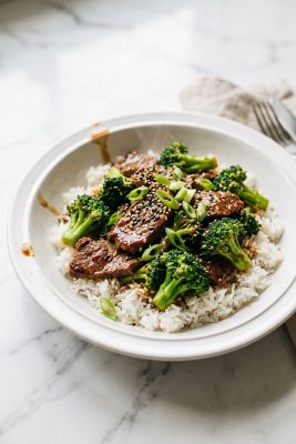 Beef and Broccoli Stir Fry served on a plate