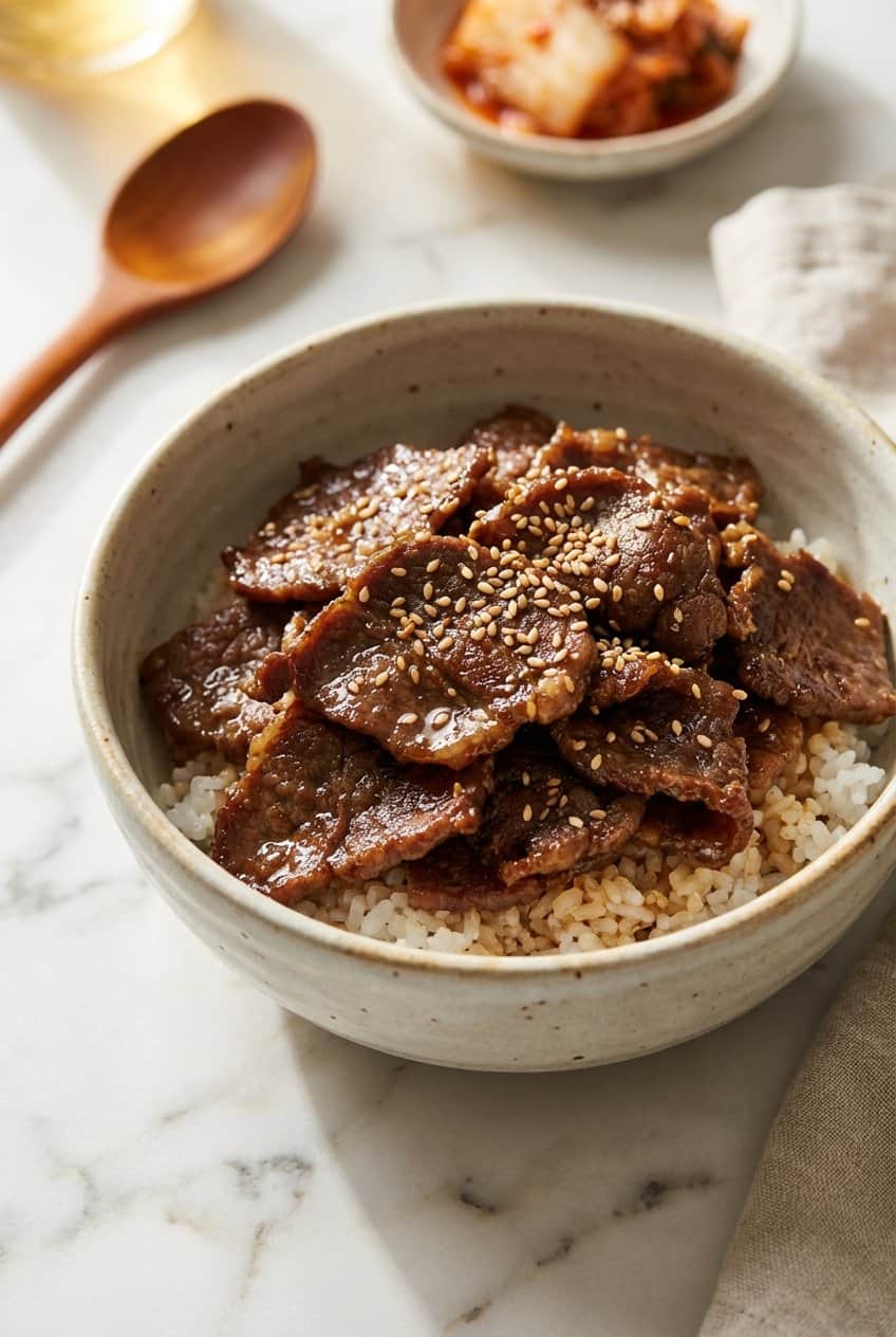 Close up of Beef Bulgogi Bowls