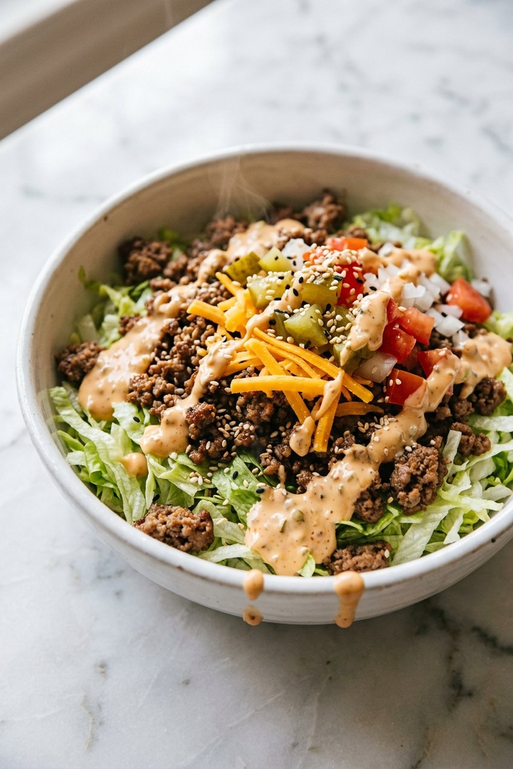 Big Mac Smash Burger Bowl close up