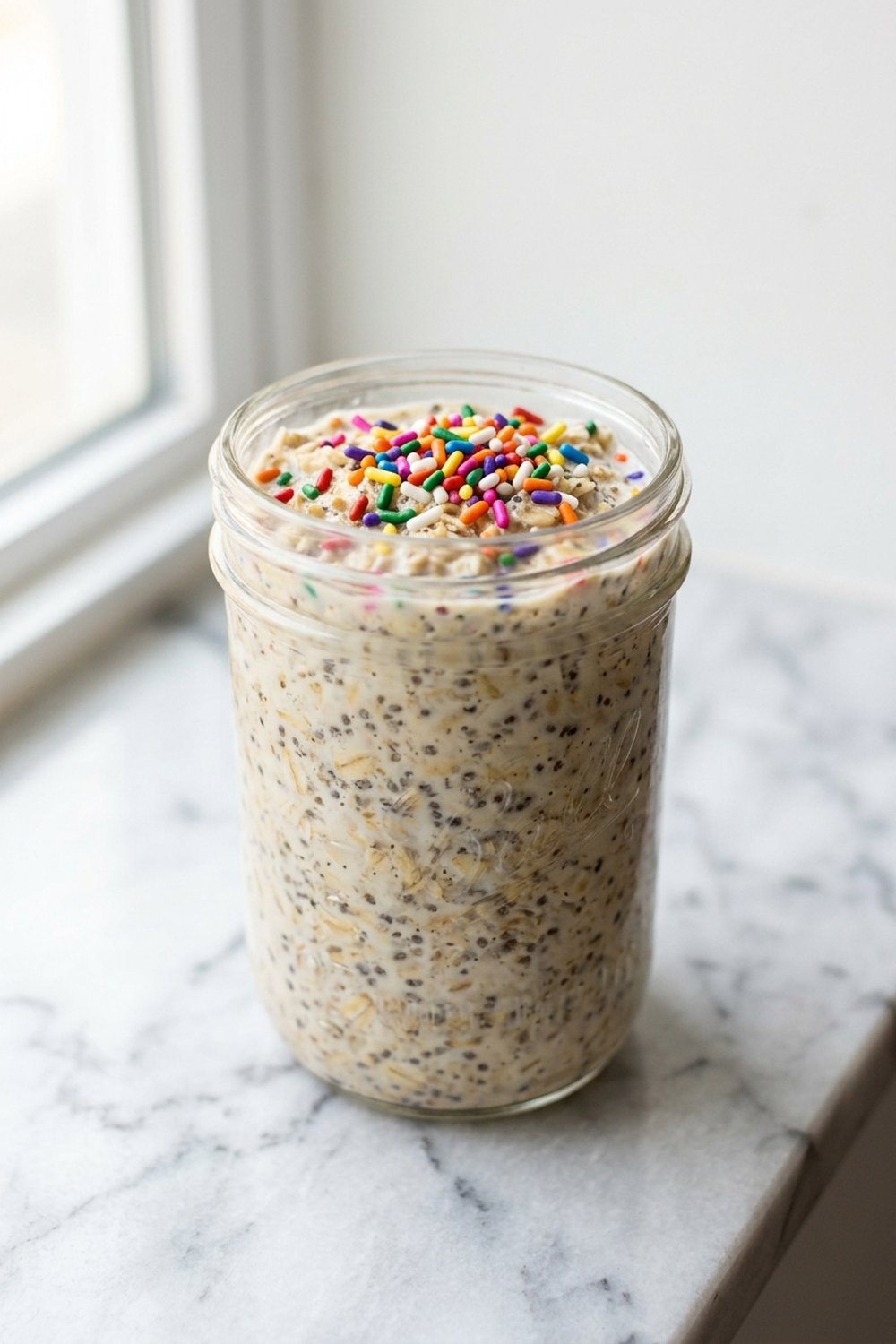 Birthday Cake Protein Overnight Oats