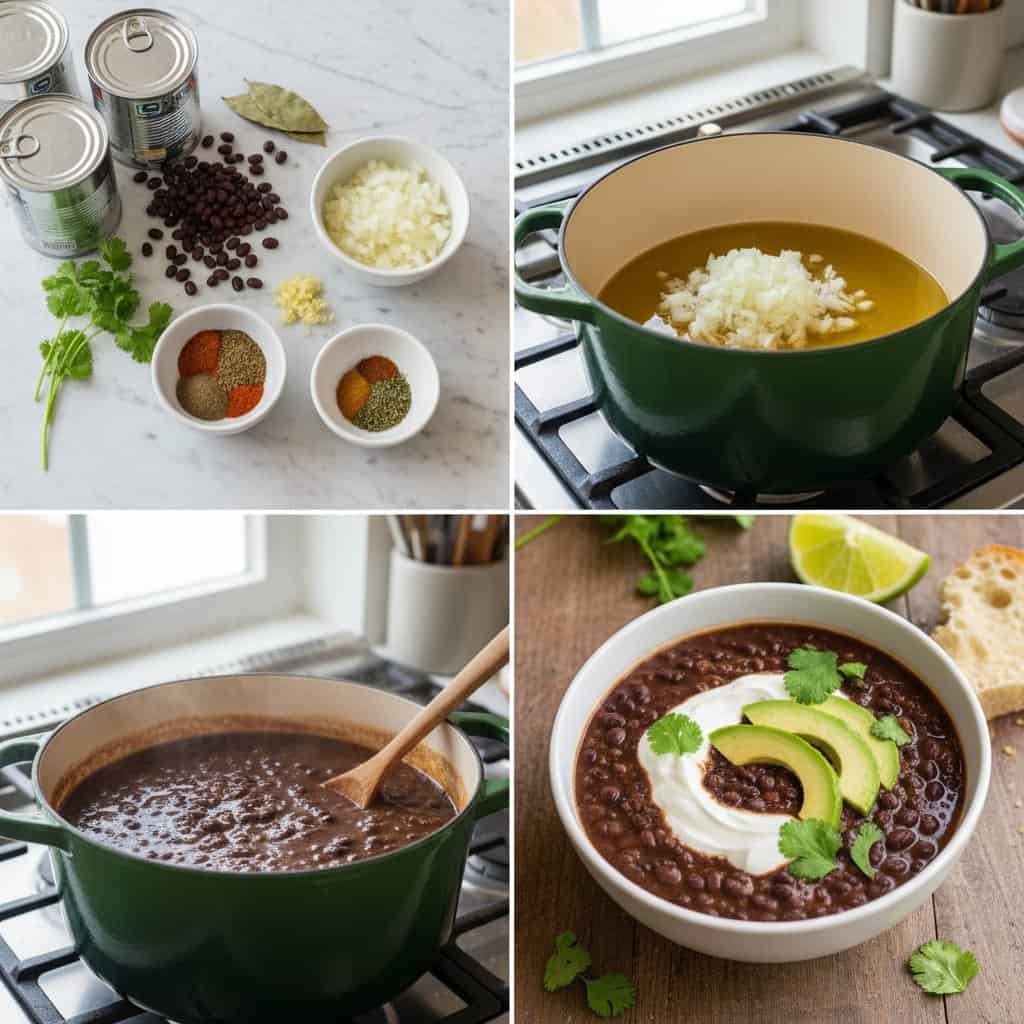 Step by step process for making Black Bean Soup
