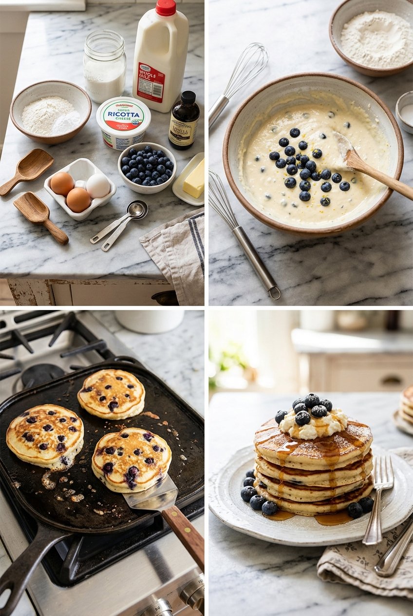 How to make Blueberry Lemon Ricotta Pancakes