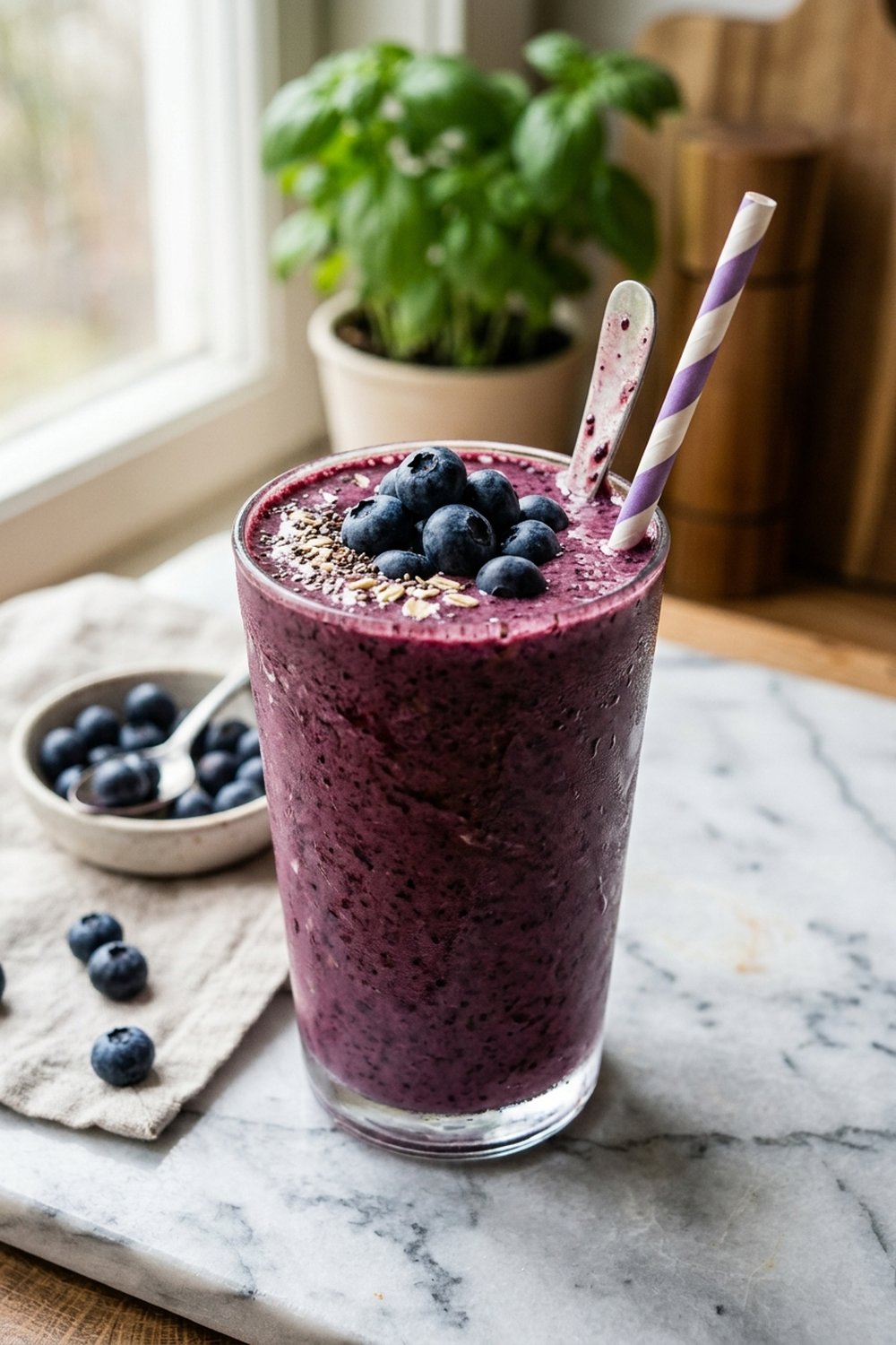 Blueberry Protein Smoothie close up