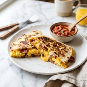 Breakfast Quesadilla served on a plate