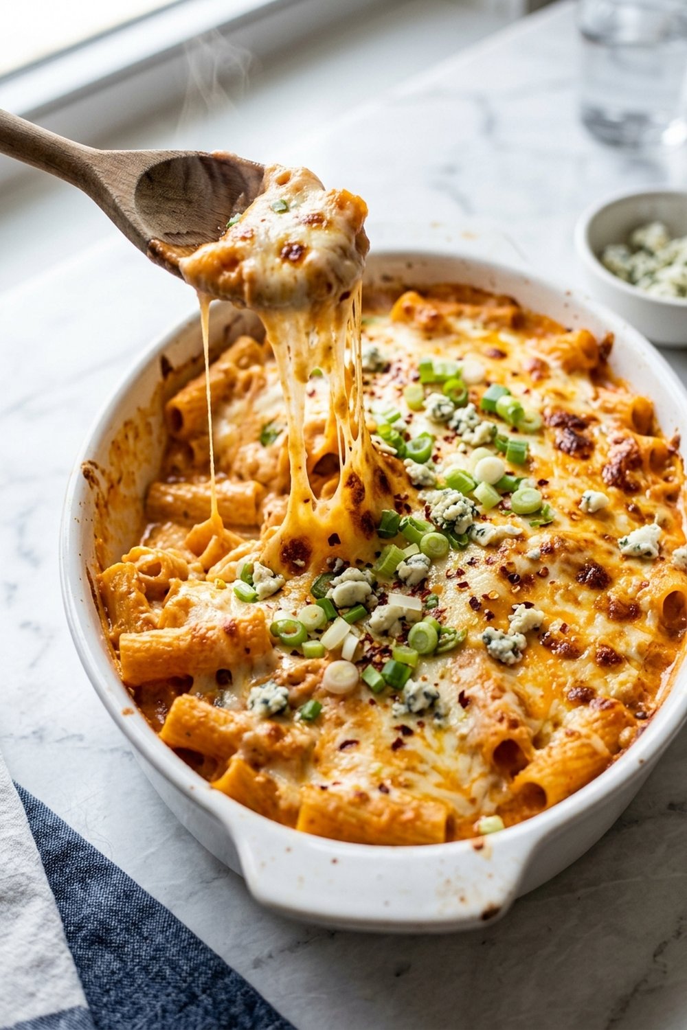 Buffalo Chicken Pasta Bake close up