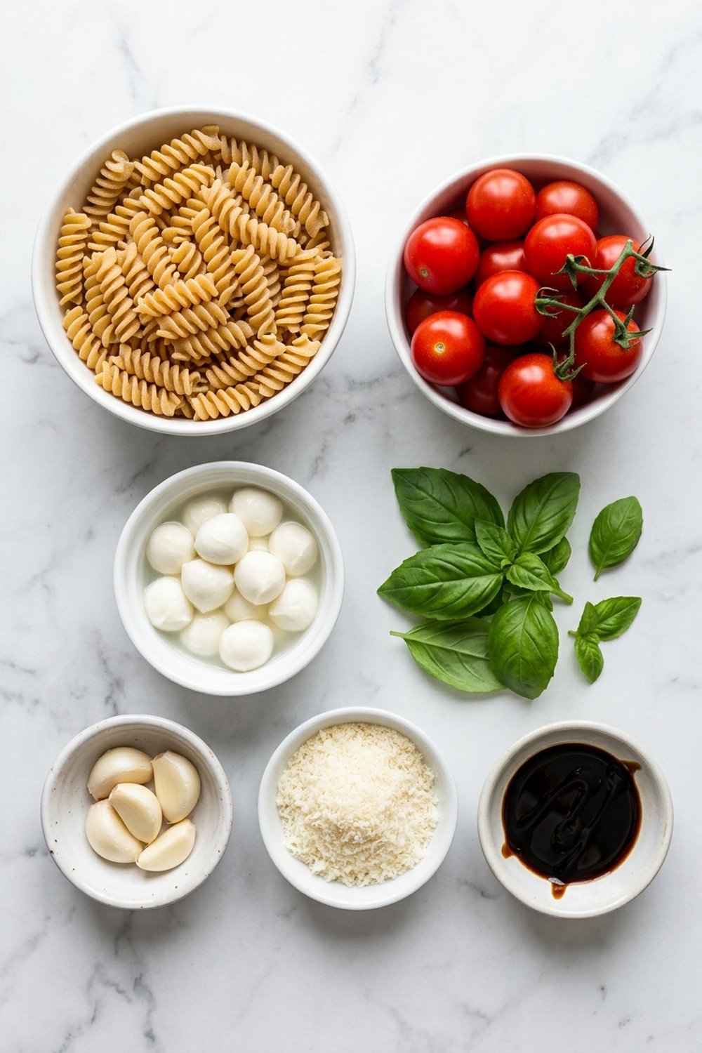 Caprese Pasta Salad ingredients