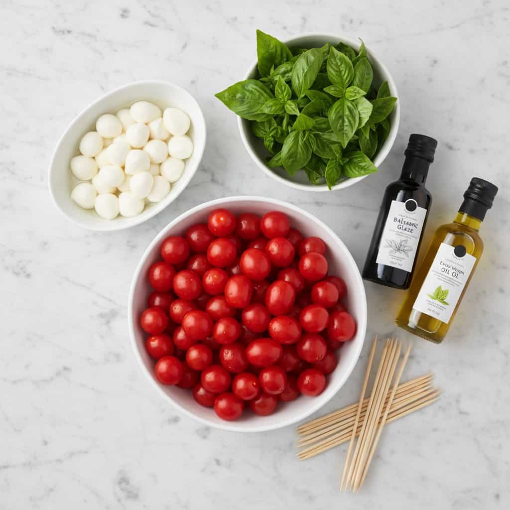 Ingredients for caprese skewers