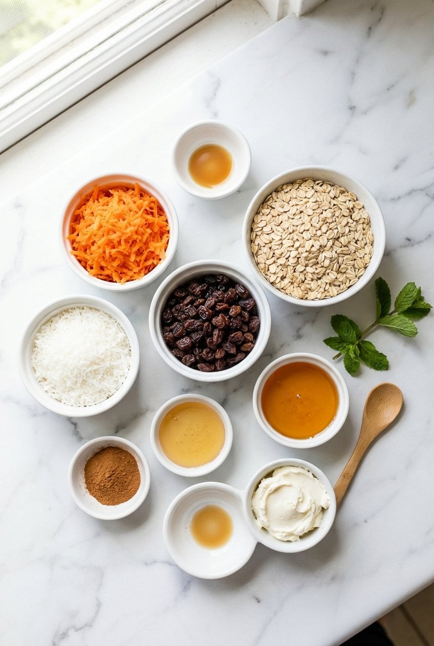 Raw ingredients for carrot cake energy balls