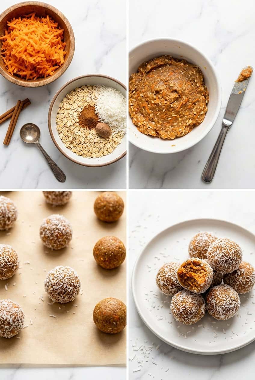 Step by step making carrot cake energy balls