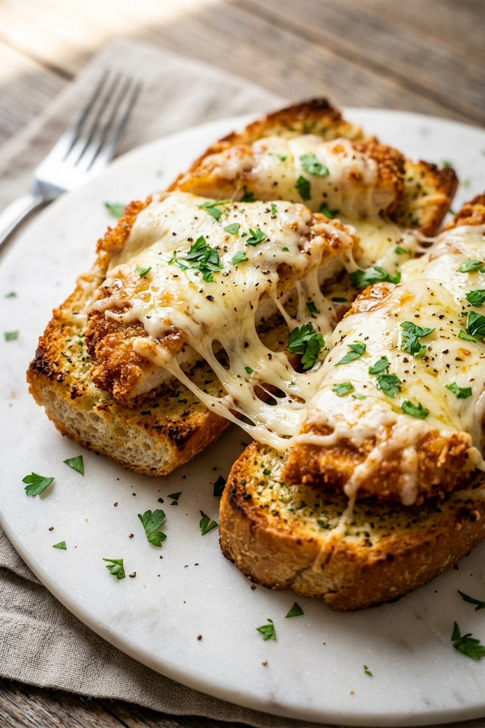 Cheesy Garlic Bread Chicken close up