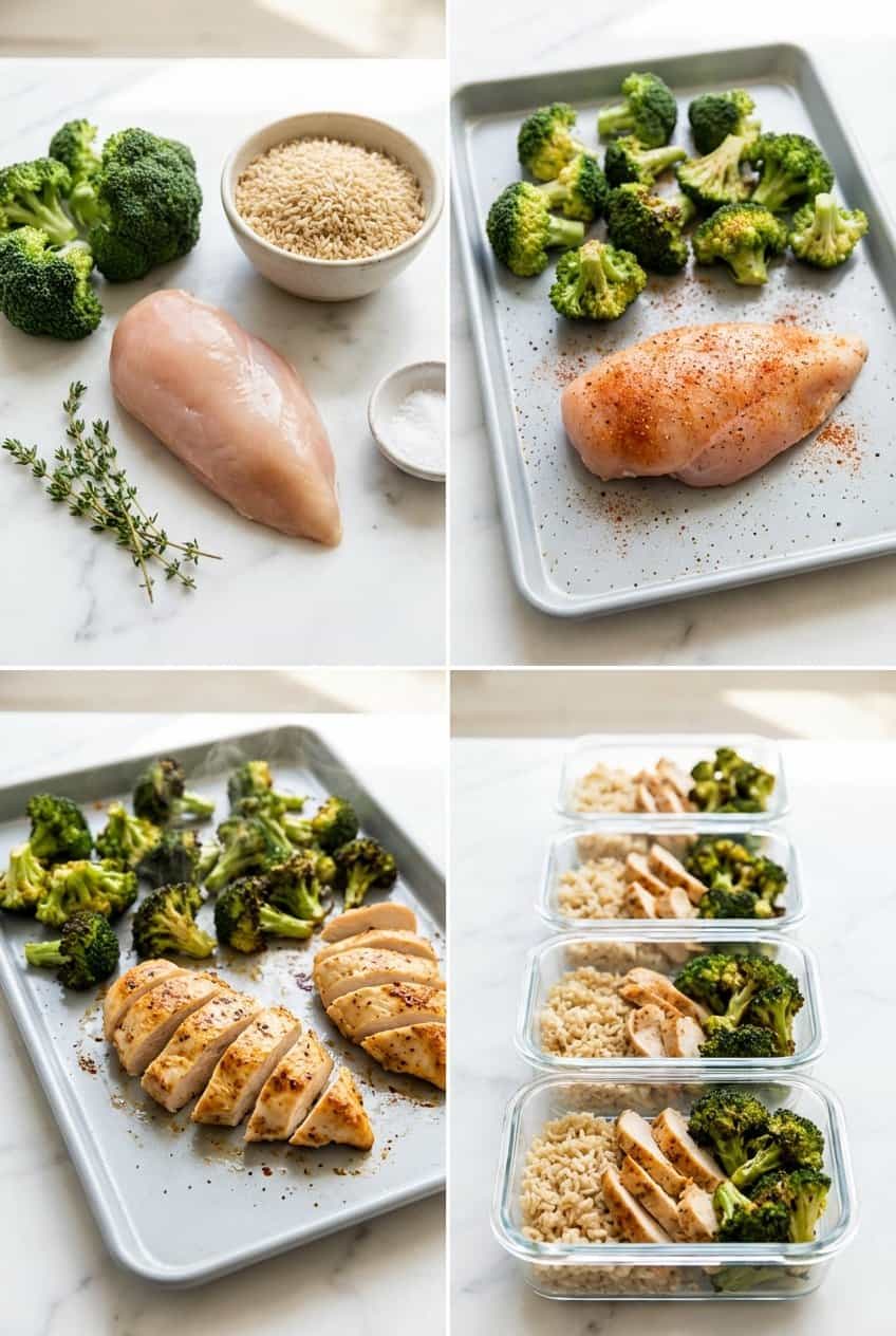 Step by step process for making Chicken And Broccoli Meal Prep