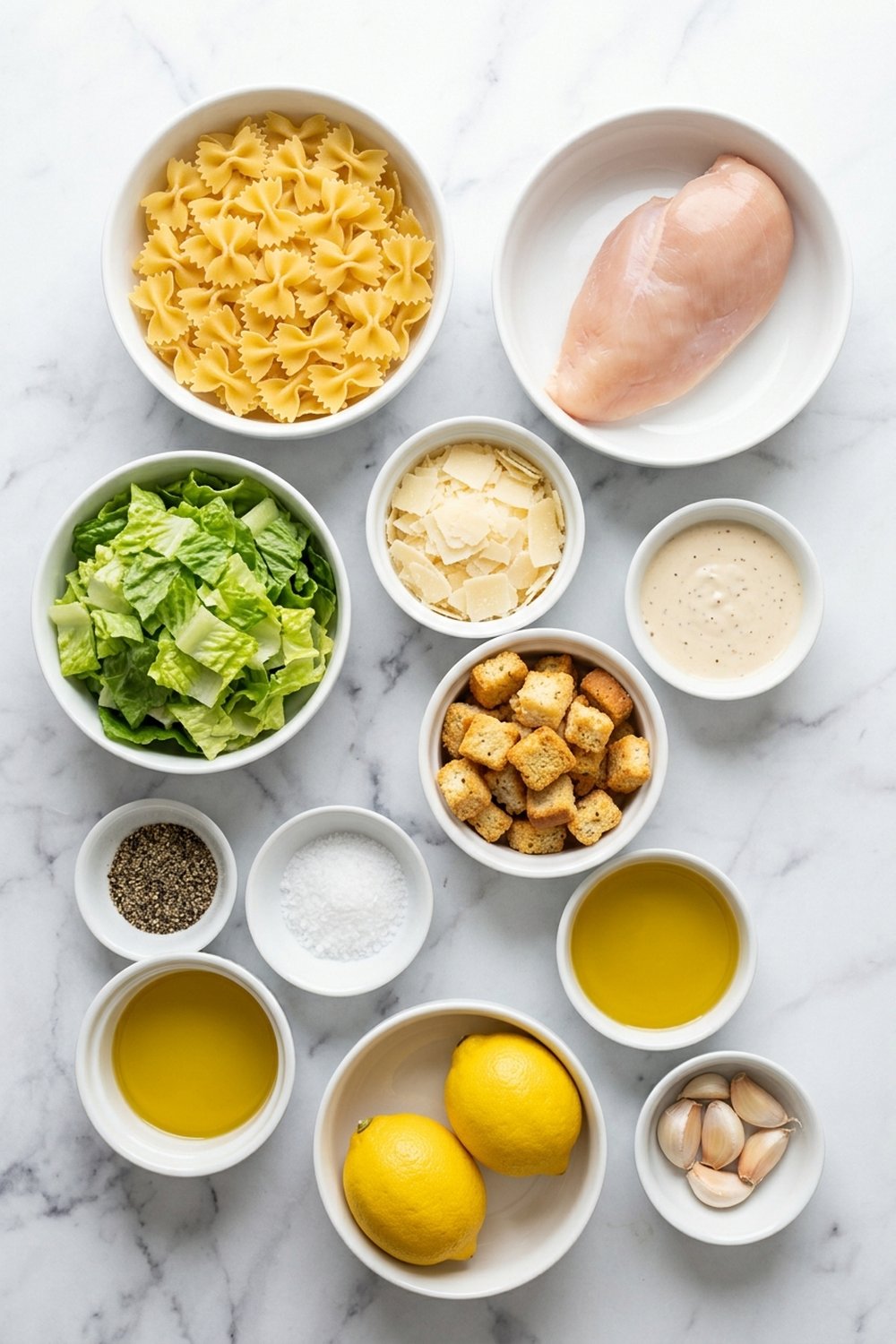 Ingredients for Chicken Caesar Pasta Salad