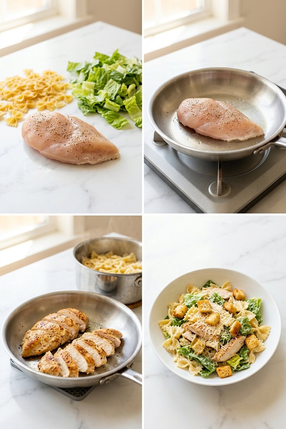 Step by step Chicken Caesar Pasta Salad