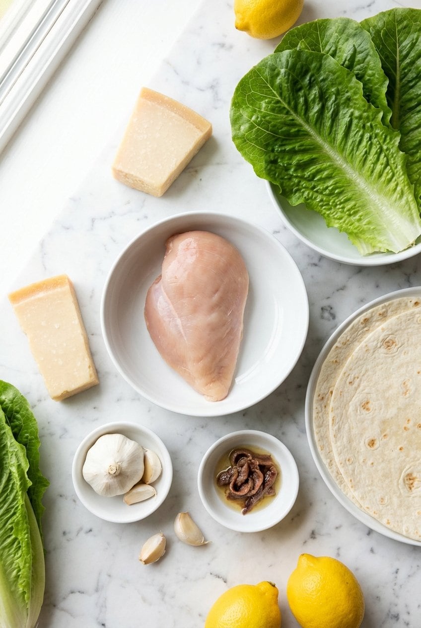 Ingredients for Chicken Caesar Wrap