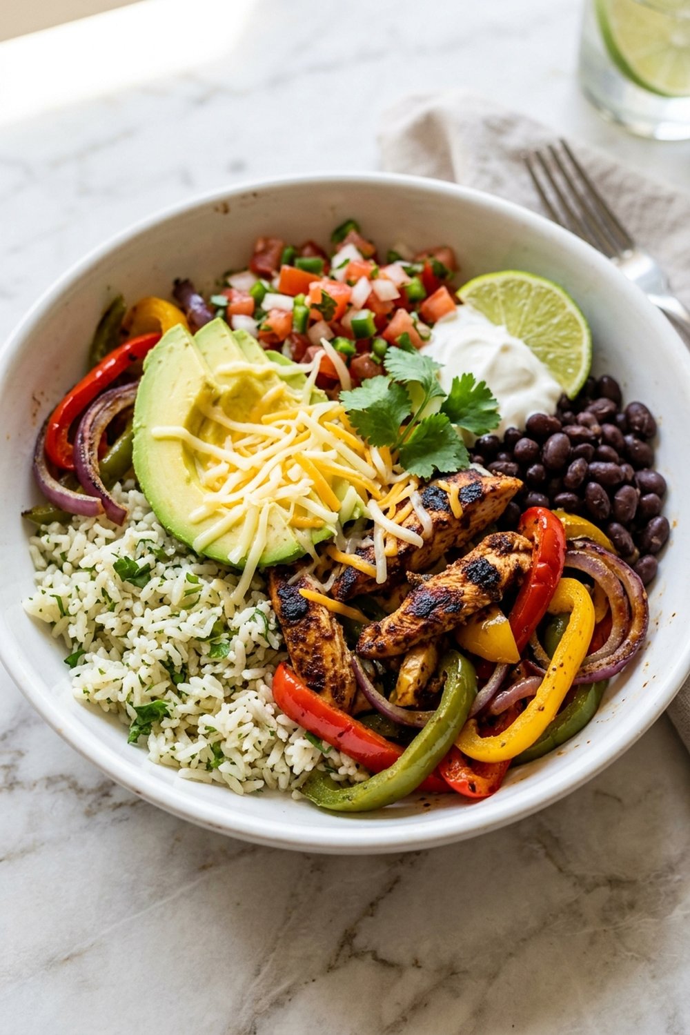 Chicken Fajita Bowls close up