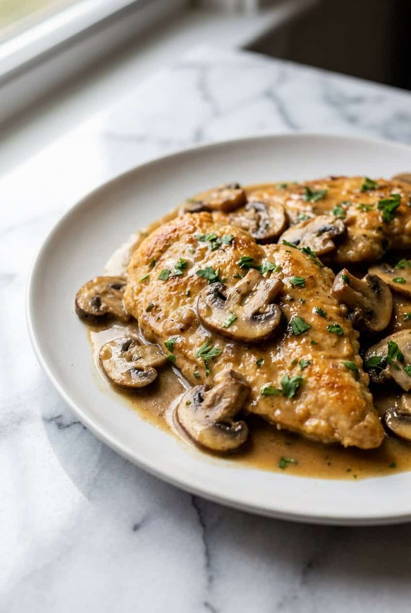 Close up of Chicken Marsala