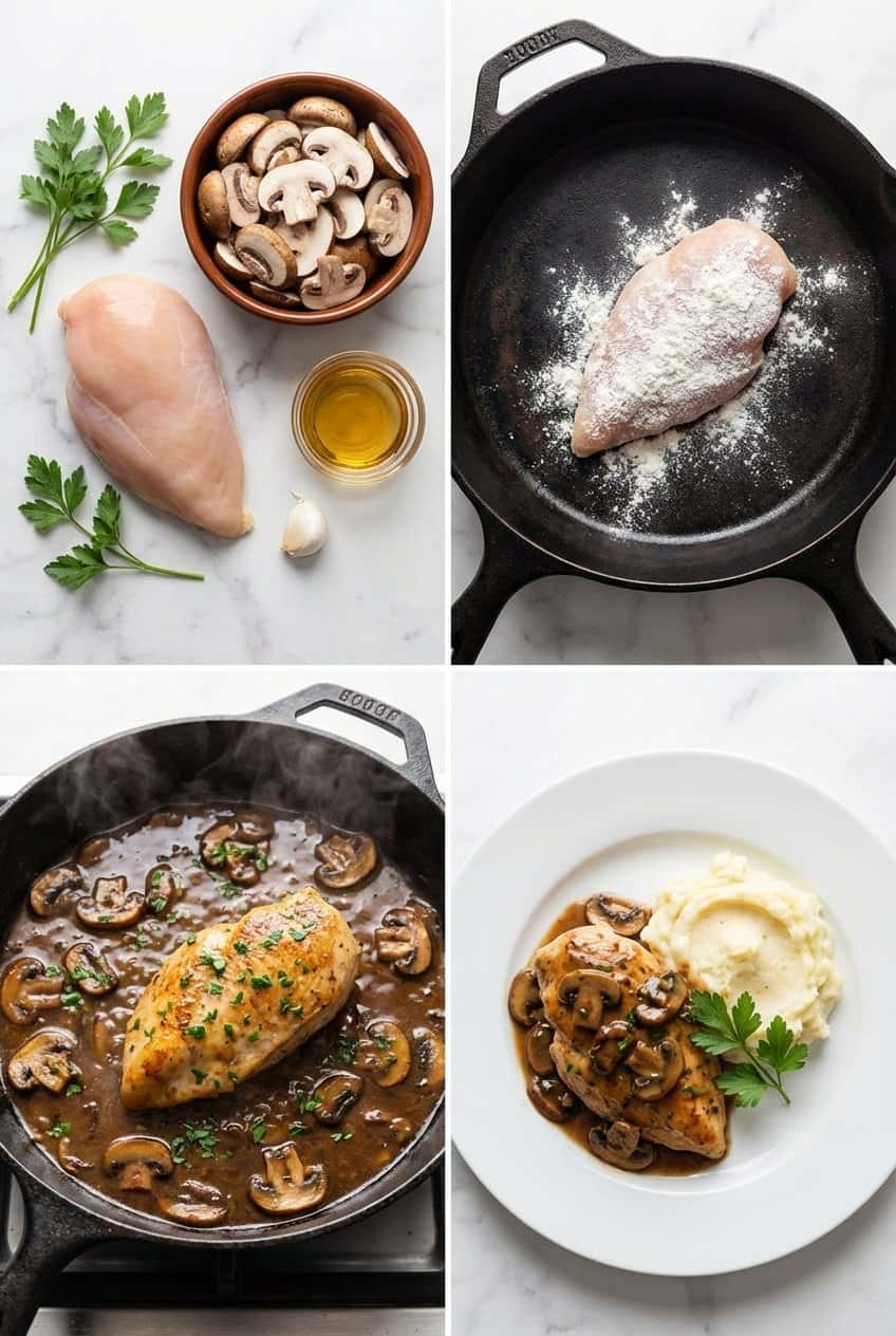 Step by step process for making Chicken Marsala