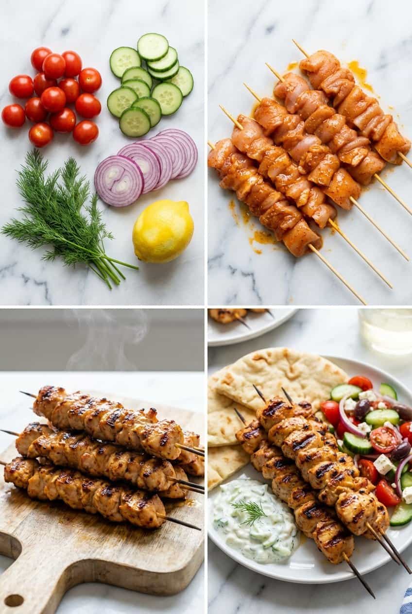 Step by step process for making Chicken Souvlaki