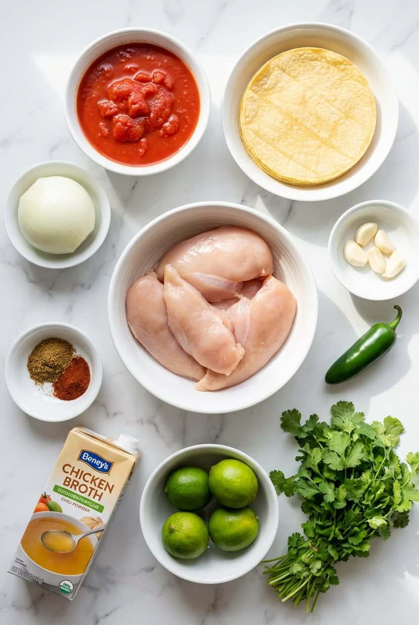 Ingredients for Chicken Tortilla Soup