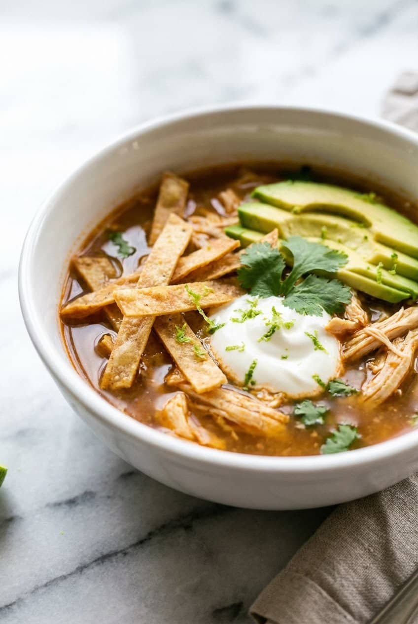 Close up of Chicken Tortilla Soup