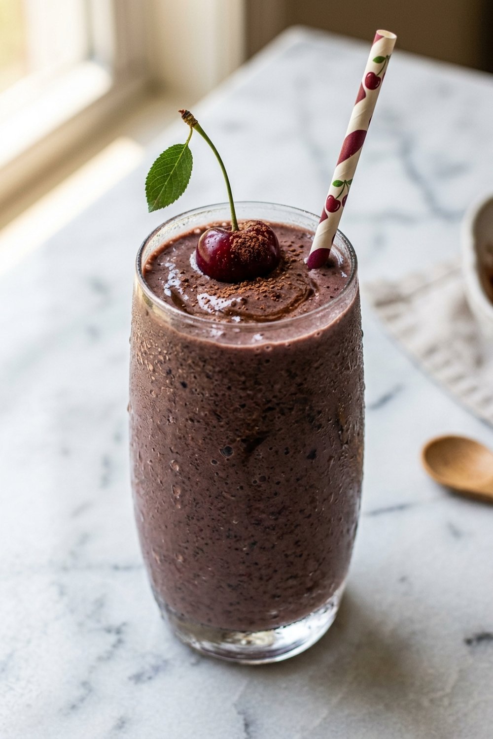 Chocolate Cherry Smoothie close up