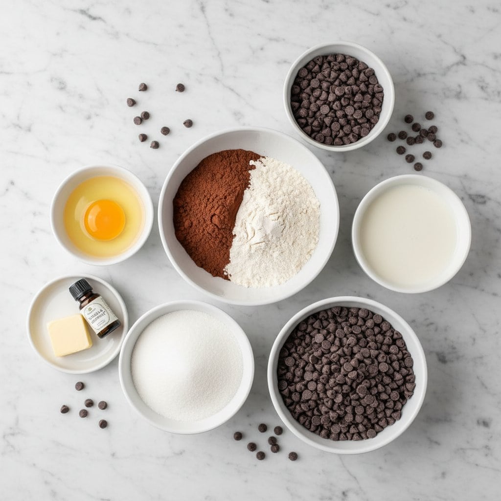 Raw ingredients for chocolate lava mug cake