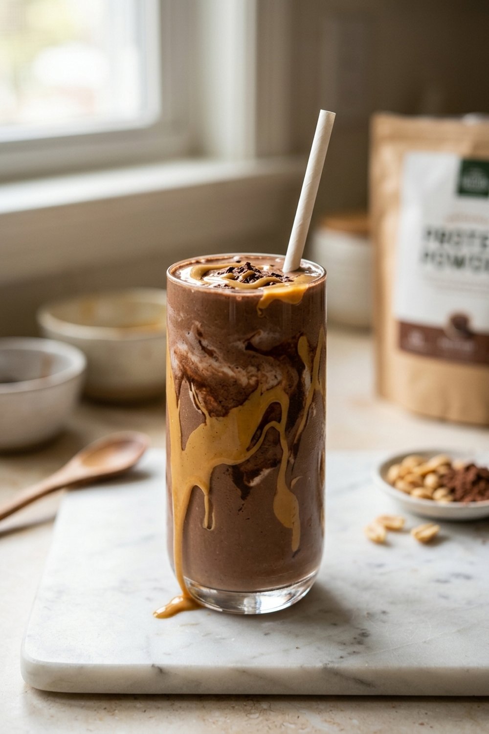 Chocolate Peanut Butter Protein Smoothie