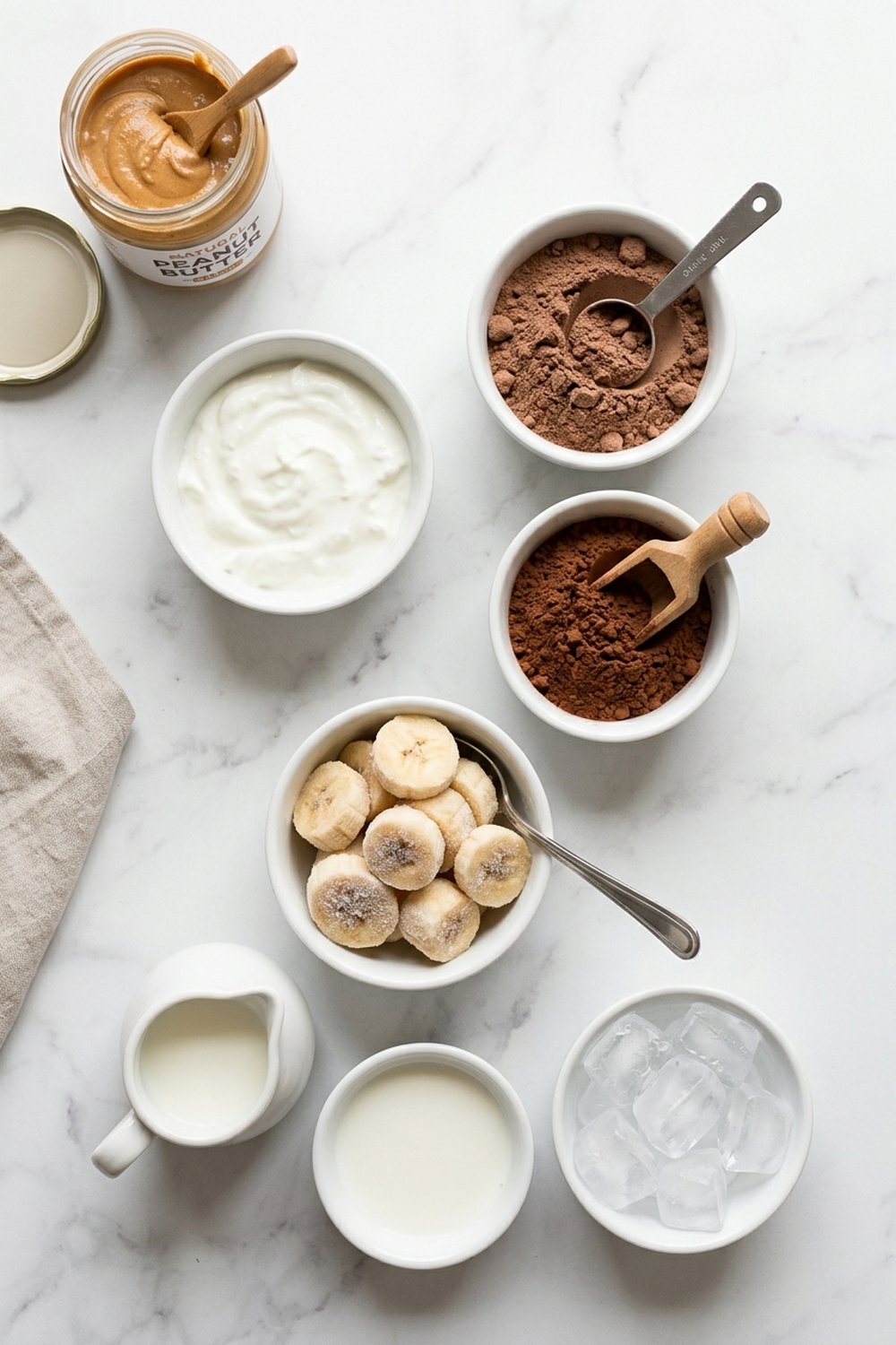 Chocolate Peanut Butter Protein Smoothie ingredients