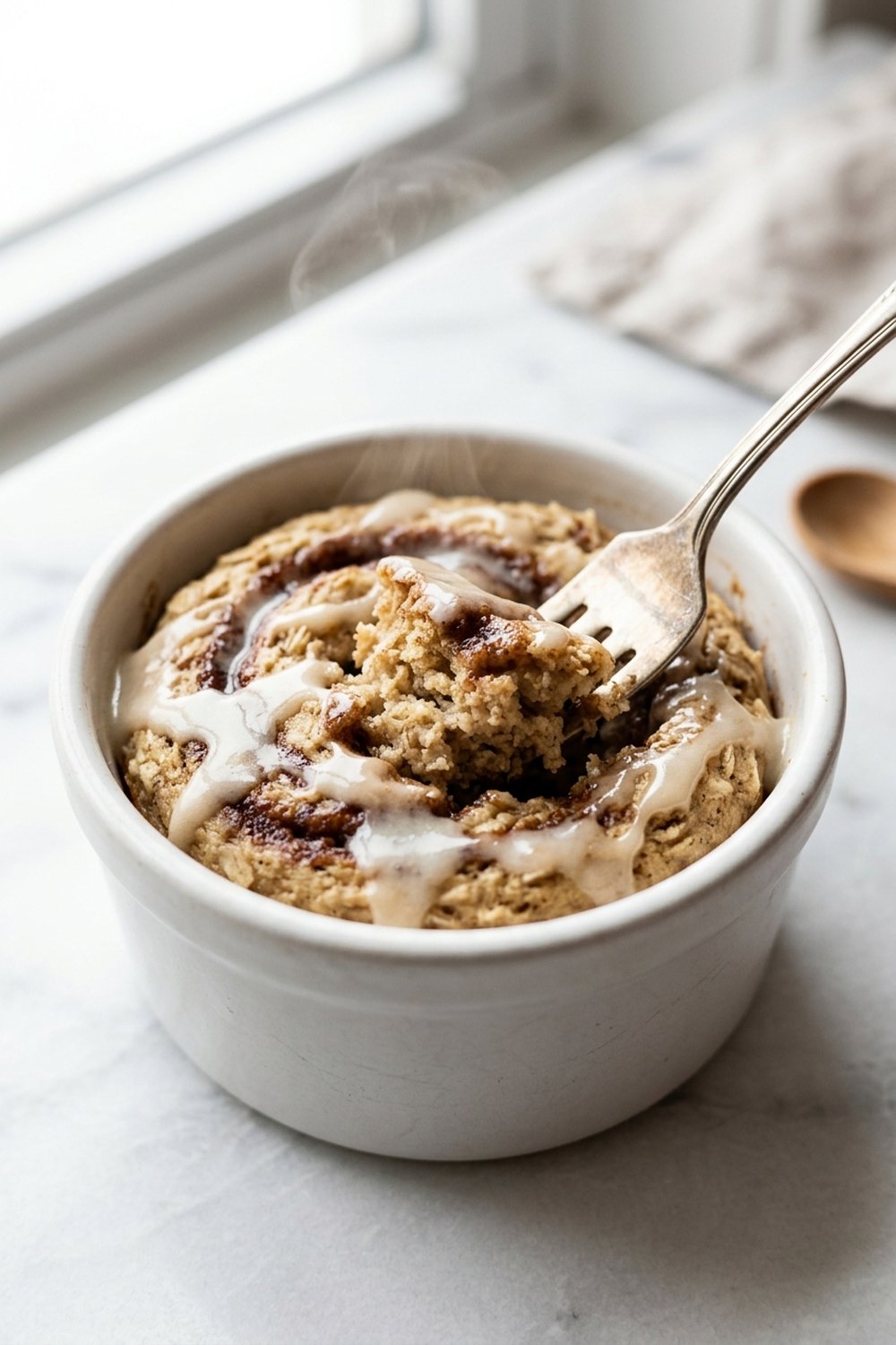 Cinnamon Roll Baked Oats close up