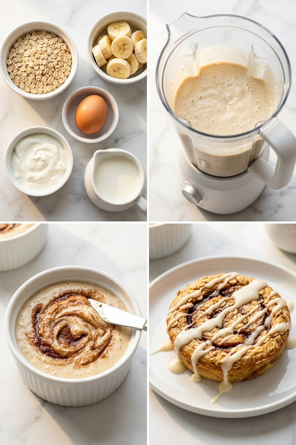 Step by step Cinnamon Roll Baked Oats